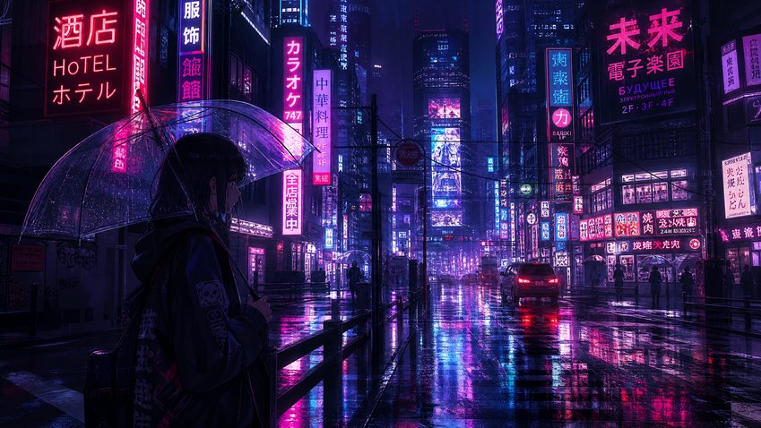 小小绘科幻动漫-赛博都市夜雨剪辑演示